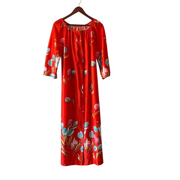 Vintage 70s tulip printed mumu maxi dress size medium - Picture 1 of 6